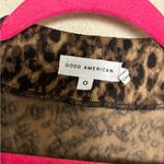 Good American Leopard Animal Print Plunging Faux Wrap V-Neck Satin Bodysuit 0 Photo 4