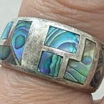 Sterling Silver Vintage NE 925 Signed  Abalone Inlay Ring Band Size 6.5 5.9g Photo 15