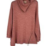 Democracy  Oversized Cowl Neck Sweater Pink Slouchy Zipper Detail Size M Photo 0