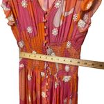 Miss June Scarlett Maxi Dress Women’s One Size Multicolor Floral Smocked Waist Pink Photo 7
