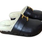 Chloé Leather Mules Black Size 6 Shearling Slip-On Designer Luxury Photo 11