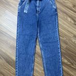 H&M Divided Size 2 Paper Bag Jeans High Rise Tapered Leg Self Tie Ridged Women’s Blue Photo 1