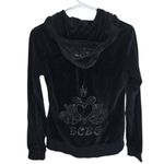 BCBGMAXAZRIA Velour Black Zip Hoodie spell out logo crystal bling Y2K size S Photo 1