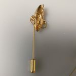 Art Deco Tribal Face Mask Label Stick Pin Gold Tone Unique Dangle Design 2 Inch Photo 8