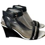 White House | Black Market Ashton Leather Ankle Strap Wedge Heel Sandals Chain 9 Photo 0