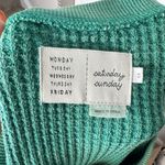 Anthropologie Saturday Sunday Aliana Green Waffle Knit Top Tie Sides Size XS Photo 3