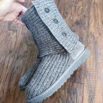 UGG  • Cardy II Boot grey ribbed knit sweater triple button fold over slouch Photo 7