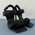 Gianni Bini Vanya Scrunched Square Toe Black Leather Dress Sandal Heels Photo 1