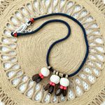 J.Crew Nautical Long Cording Rope Ball Wooden Bead Statement Beach Boho Necklace Photo 4