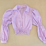 ZARA Purple Gingham Cropped Women's Top Photo 1