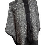 Liz Claiborne Black and White Patterned Poncho Cardigan Wrap Photo 0