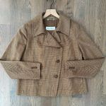 Max Mara  Plaid Wool Angora Short Collared Jacket in Brown / Tan US 14 / Large Photo 5