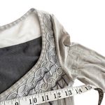 Save The Queen Long Sleeve Metallic Stripe Fringe Dress Greige Women's Small Photo 5