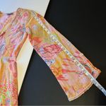 LeTarte embelished tropical swim cover cardigan top, cotton, pastel colors, S/M Size M Photo 7