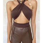 Tiger Mist  Brown Cross Tie Halter Neck Archie Top Size‎ XS Photo 1