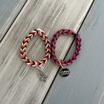 Handmade NEW Set Of 2 Halloween Krazy Loom Bracelets W Charms Skeleton & “BOO” Photo 4