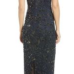 Pisarro Nights Beaded Mesh Column Gown Dark Navy 6 NWOT Photo 1