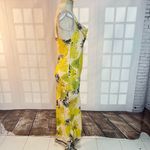 VICI  yellow floral midi slip sundress with draped neckline size small Photo 3