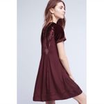 Anthropologie Maeve • Anthro Ingrid velvet dress burgundy shift mini tunic maroon wine silk Photo 11