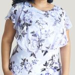 Connected Apparel Daphne Lavender Floral Chiffon Popover Dress, Petite Size 14 Photo 6