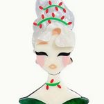 Beautiful Girl Brooch / Scarf Pin #129 Red Photo 1