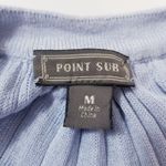 Point Sur Light Blue Linen Blend Knit Maxi Dress Sleeveless Drawstrings Size M Photo 3