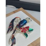 Vintage Rhinestone Eagle hawk Brooch With Red & Green Accents Silver Photo 8