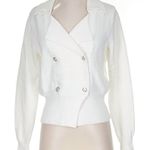 360 Sweater NEW Double Breasted White Knit Cardigan Cotton Fall Size Small Photo 0