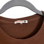 Sundry Brown Ruched Ruffle Dress Long Sleeve Size 2 Medium Photo 1