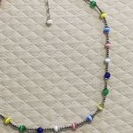 Sterling Silver VTG  Multicolor Cats Eye Station Beaded Choker Necklace Extension Photo 11