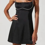 ASTR NWT  The Label‎ Mina Satin Rhinestone Trim Mini Dress in Black, Size Small Photo 0