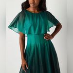 Danny & Nicole Womens Short Sleeve Ombre Cape Fit + Flare Green Dress 12 NWT Photo 1