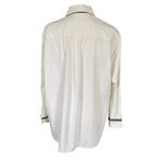 Lafayette 148 New York women's size P cream button down collared blouse sequin Photo 3