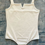 TCEC  White Ribbed Knit Square Neck V Notch Bodysuit XL Photo 0