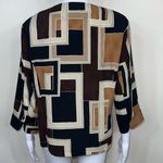 Kathy Che Vintage Polyester Earthtone Geometric Print Blouse Size 12 Photo 4