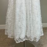 AQUA White Sequined Lace A-Line Cocktail Dress Beaded Shoulder Strap Midi by Photo 6