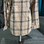 Women Plaid Tan & Black Collared Long Sleeve Buttondown Relaxed Fit Shirt Sz L Size L Photo 8