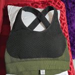 Black and Green Striped Sports Bra Size L Photo 0