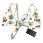 South Beach  | Tropical Lemon Pattern Tie Front Bikini Top NWT - US 6 Photo 0