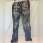 Rock Revival  Faded Blue Skinny Jeans Ornate Chereen Style Photo 7
