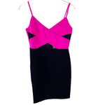 Lucy Paris  Fuchsia Black Color Block Cut Out Mini Dress Size Medium Photo 3