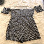Urban Outfitters new kimchi blue black white gingham off shoulder romper size 6 Photo 1