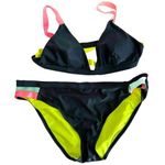Xhilaration Black with Neon Details Bikini Swim Set - Top Large / Bottom XL Photo 0