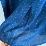 Rose + Olive  Blue Based with Green Polka Dot V Neck Top Office Work Business L Photo 4