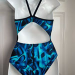 The Finals Competition One Piece Swimsuit Geometric Print XXS/30 Bright Blue Photo 12