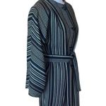 Anne Klein Wool Blend Belted Jacket Coat Womens Size Small Black Brown Striped Photo 3