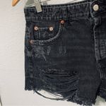 ZARA New Black High Waisted Bohemian Distressed Ripped Shorts 100% Cotton Size 8 Photo 14