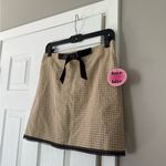 Y2K Gingham Satin Bow Plaid Lace Trim Mini Skirt Tan Size L Photo 4
