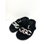 Marc Fisher Sandals Womens Size 6 Leather Black Fresno Shearling Sherpa Slides Photo 4