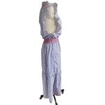 Clare V. Joelle Midi Pinafore Dress in Purple & White Stripe Size XXL Photo 3